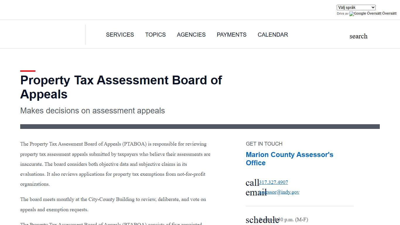 indy.gov: Property Tax Assessment Board of Appeals