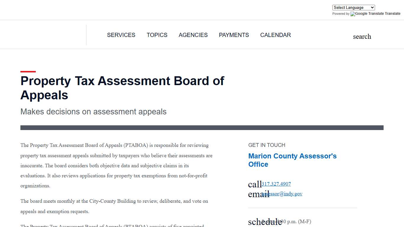 indy.gov: Property Tax Assessment Board of Appeals